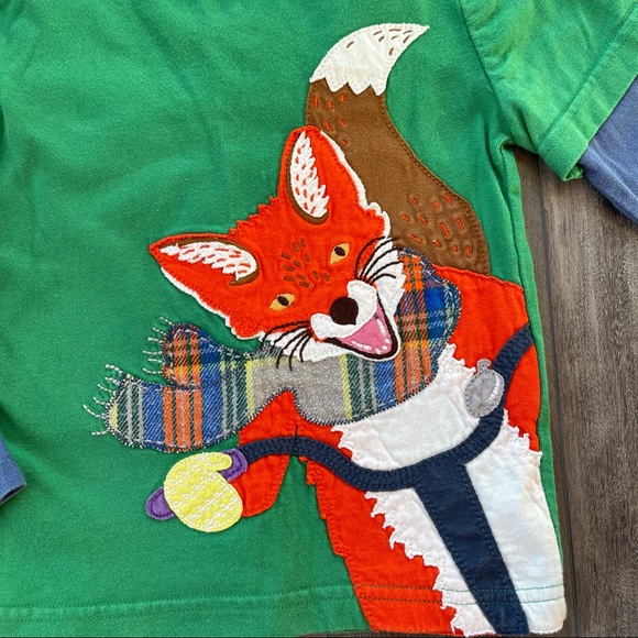 Mini Boden Fox Appliqué Long Sleeve Shirt 2-3 yr - Picture 2 of 5